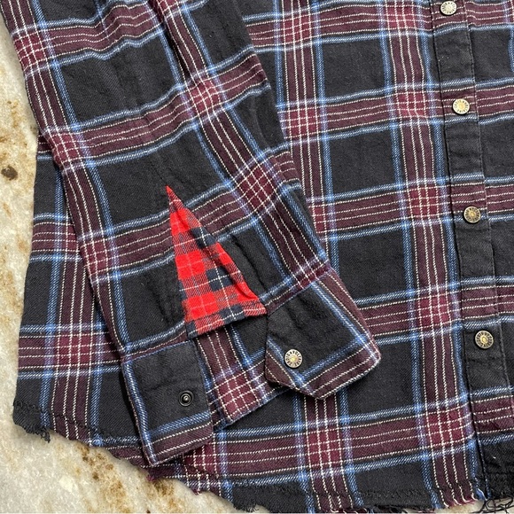 Zadig & Voltarie Eagle Bedazzled Plaid Flannel Women's Large Tess Carreaux - Picture 6 of 12